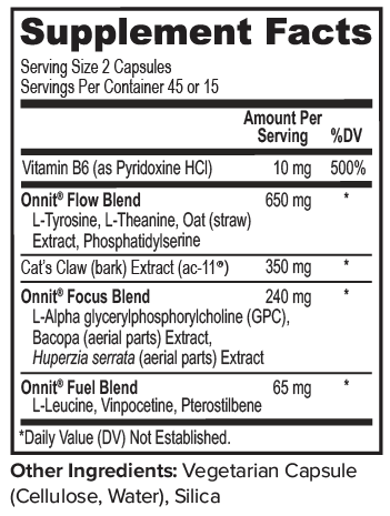 Alpha Brain Ingredients Label